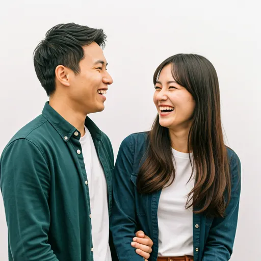 Happy couple laughing